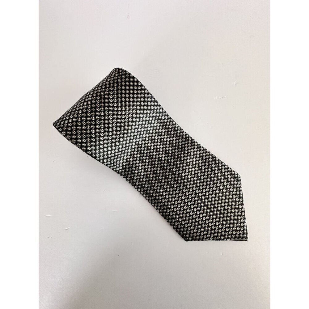 Gold‎ City Men's Neck Tie Black Platinum Geometric 100% Hand Made Silk